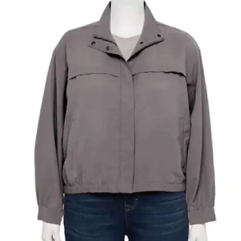 Nine West Grey Utility Bomber Jacket Large - Picture 2 of 9